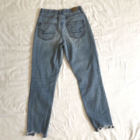 American Eagle 90s Jeans Womens 2 Mom Jean Destroyed Stretch Denim Distressed - Picture 5 of 12